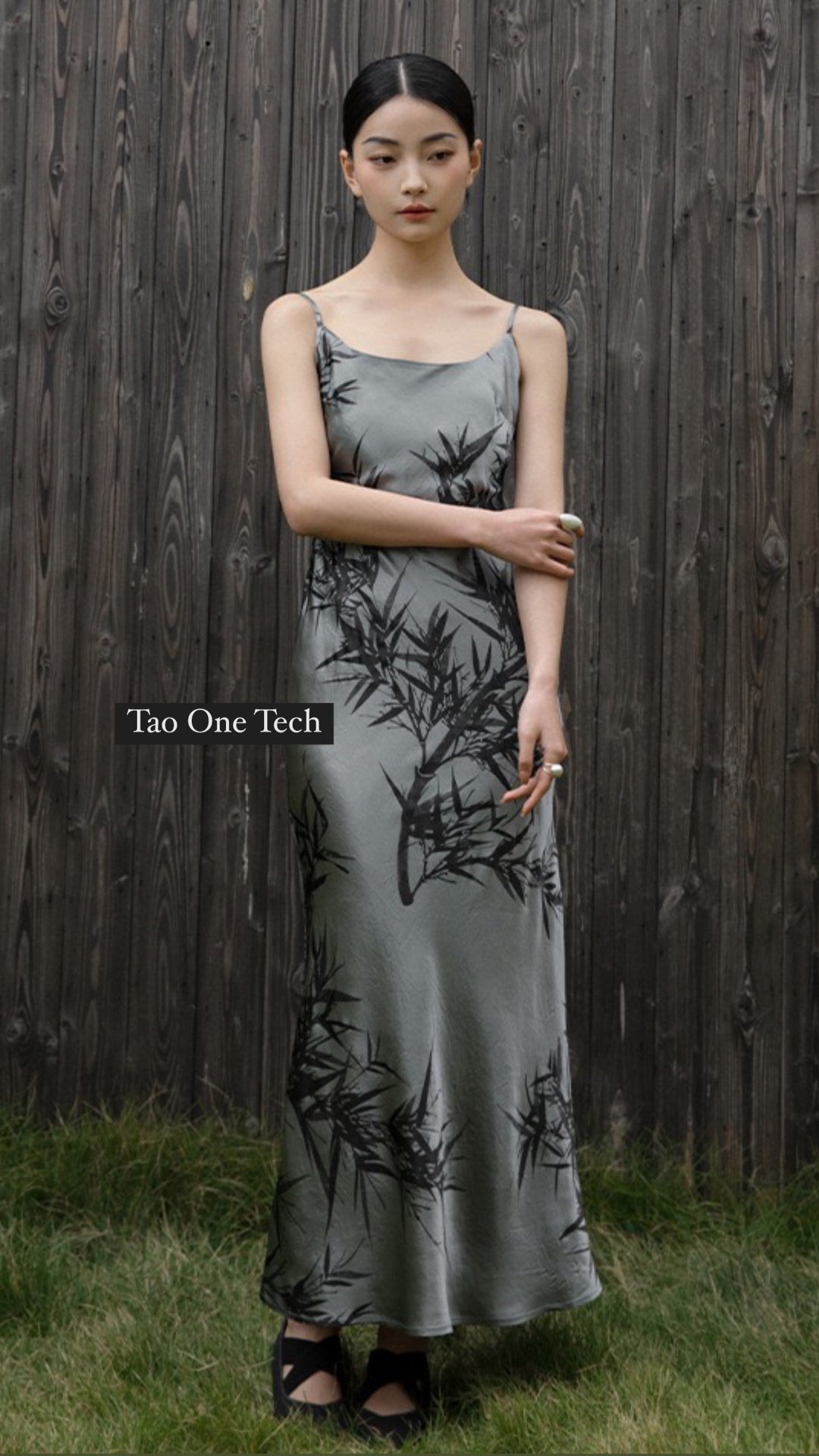 Tao One Tech™ • Silky Bamboo Calligraphy Dress • High Vibrational Art