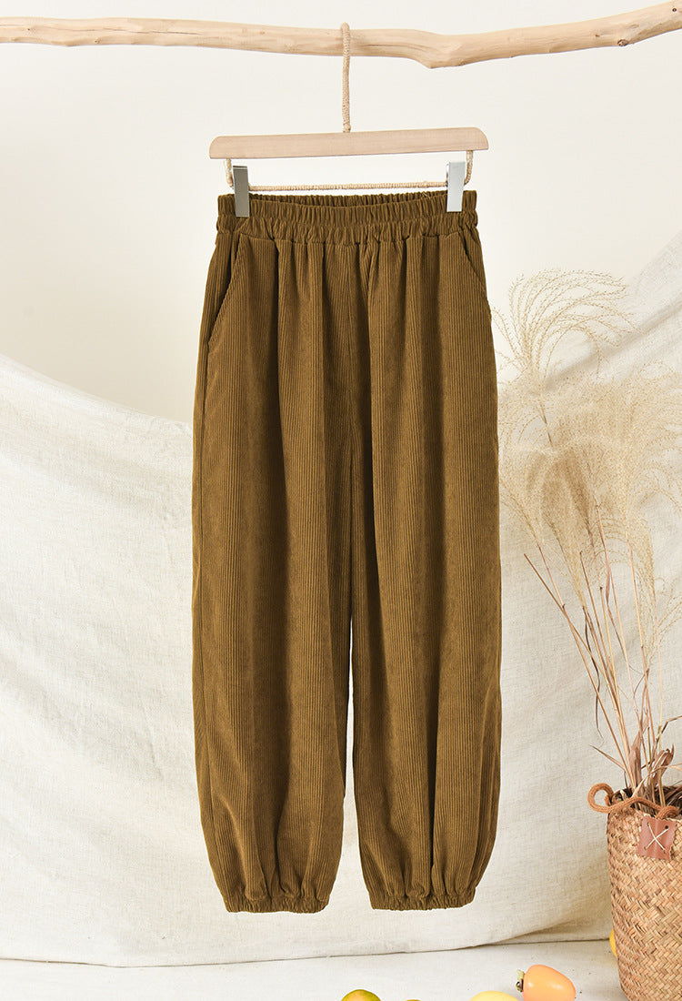 The Dao of Zen Corduroy Pants • Elastic Crops for Boots • Recycled Materials •  Smooth Micro Qi Stretch • Gender Neutral