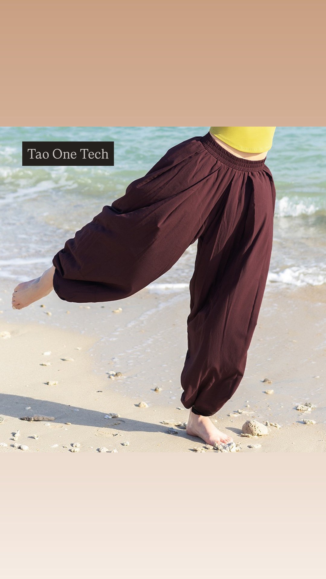Tao One Tech™ • Free-Flow Lantern Yoga Pants • Tech Pockets • Cotton Modal • Sizes XS–XXL
