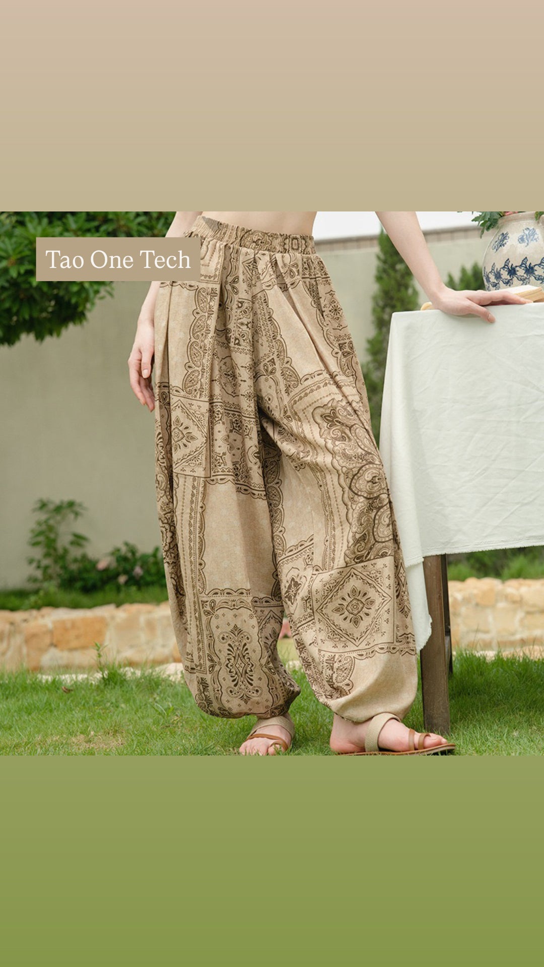 Tao One Tech™ • Free-Flow Lantern Yoga Pants • Tech Pockets • Cotton • Sizes S-XXL