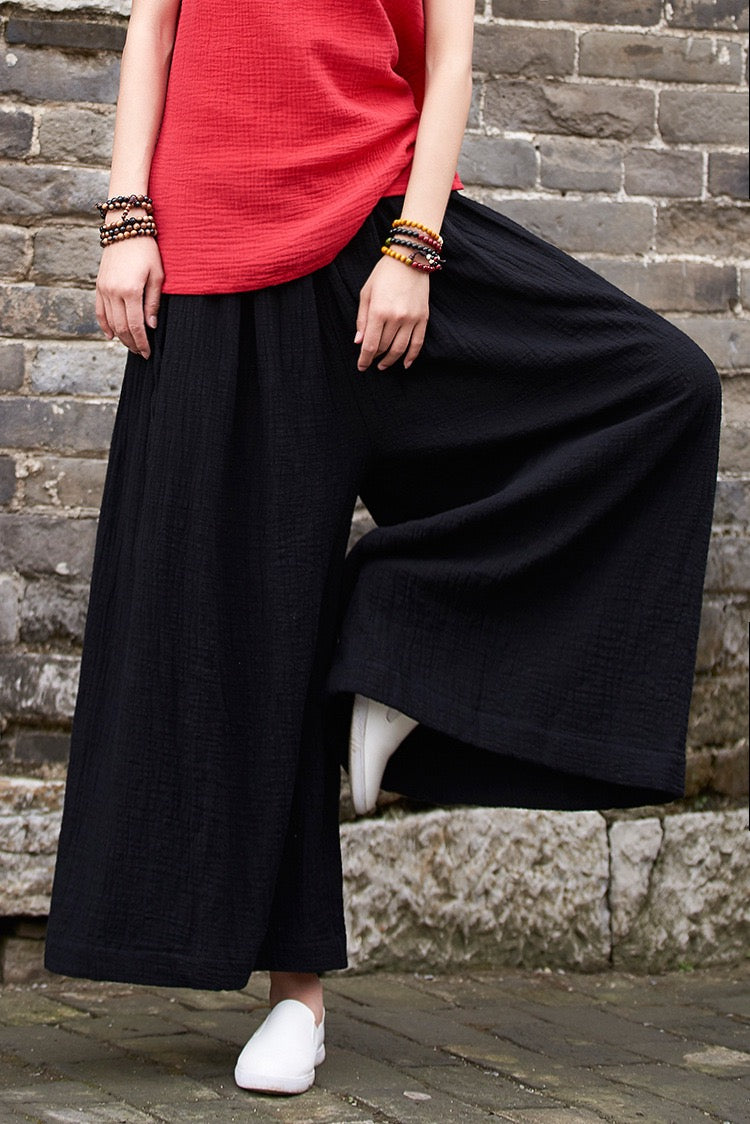 Tao One Tech™ • The Dao 道 of Zen Elegance Flow Pants • Cropped • Flowy Skirt Pants • Emperor&