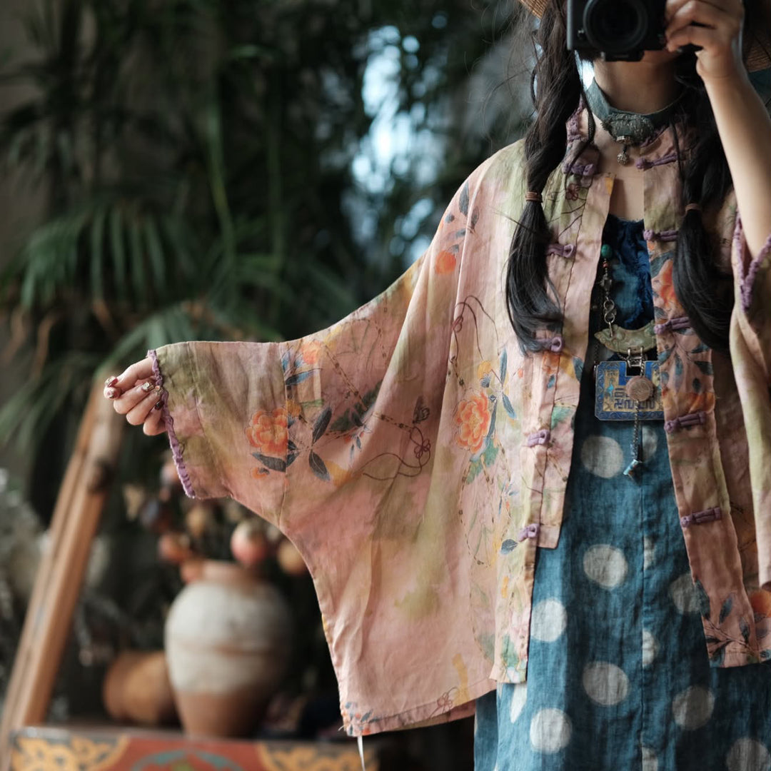 Tao One Tech™ • Zen Artistic Floral Sunscreen Shirt • Matching Dress • Ramie