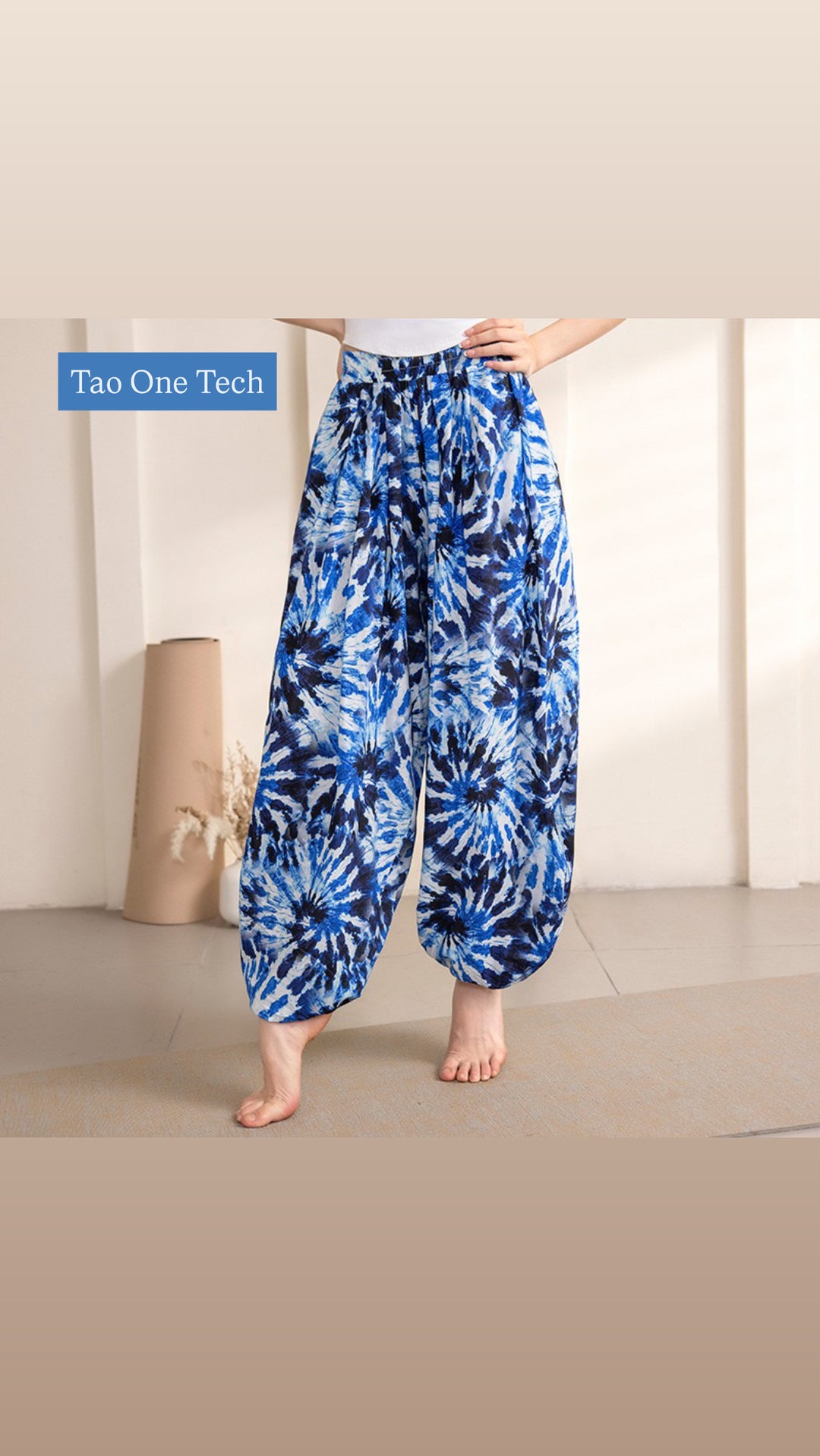 Tao One Tech™ • Free-Flow Lantern Yoga Pants • Tech Pockets • Cotton Modal • Sizes XS–XXL