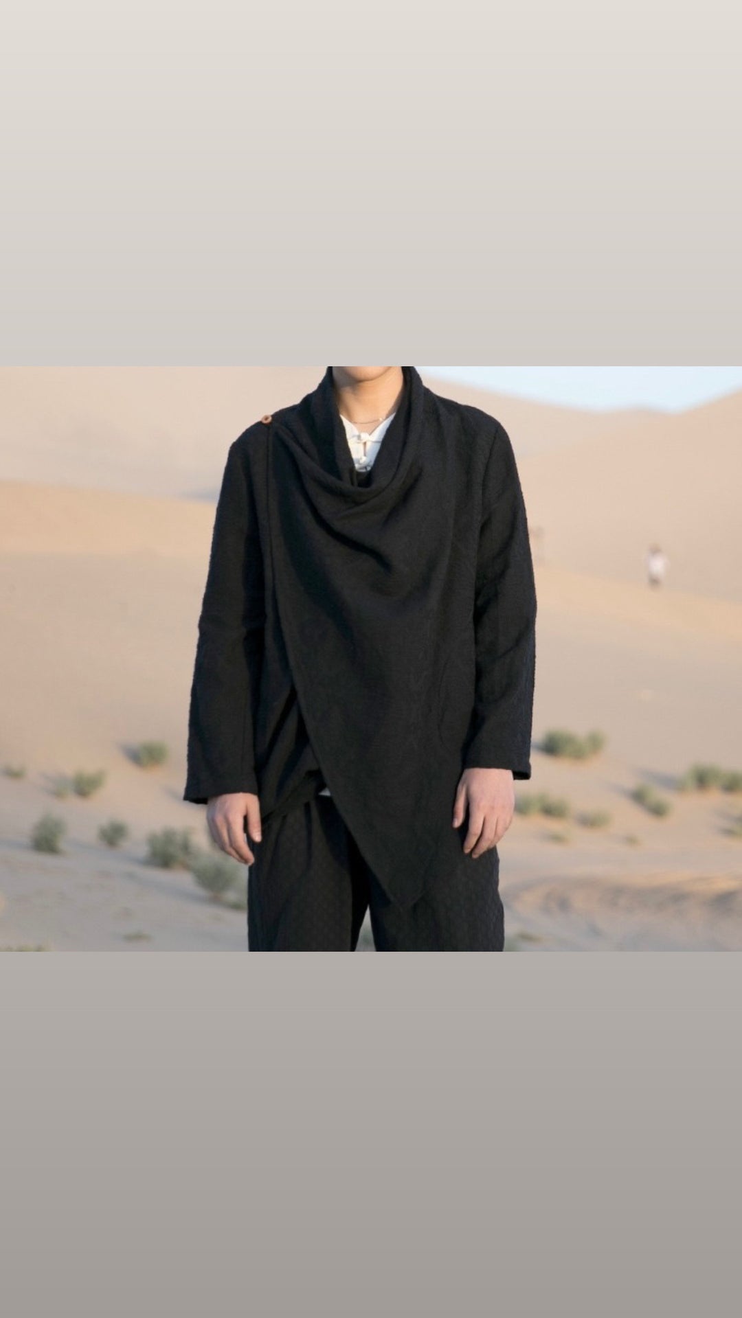 Tao One Tech™ • Yin–Yang Jacquard Coat • All-Season Cardigan Jacket • Tech Pockets • Gender Neutral • Cotton Linen