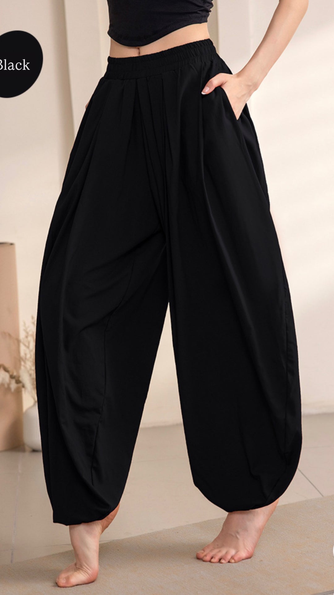 Tao One Tech™ • Free-Flow Lantern Yoga Pants • Tech Pockets • Cotton Modal • Sizes XS–XXL