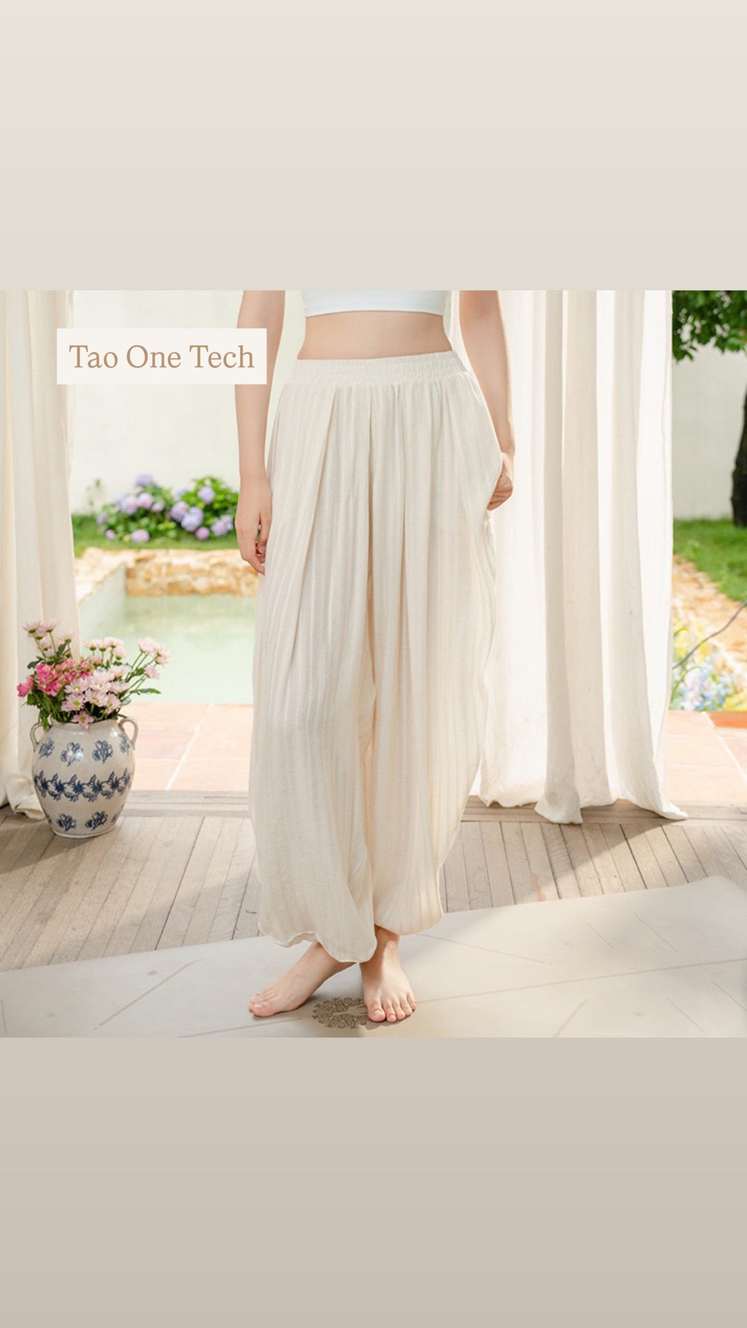 Tao One Tech™ • Free-Flow Lantern Yoga Pants • Tech Pockets • Cotton • Sizes S-XXL