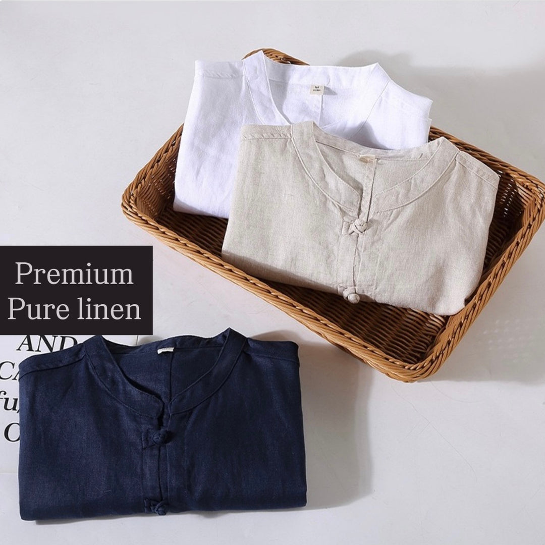 Tao One Tech™ • Business Qigong Shirt Jacket • Minimal Style • Tech Pockets • Sunscreen Layer • All Season Layering • Natural Air Conditioner • Premium Pure Linen • Men’s Sizes M-3XL