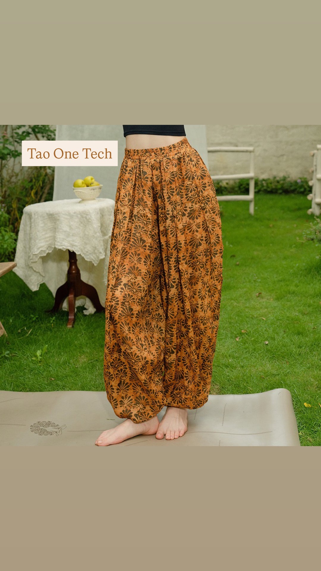 Tao One Tech™ • Free-Flow Lantern Yoga Pants • Tech Pockets • Cotton • Sizes S-XXL