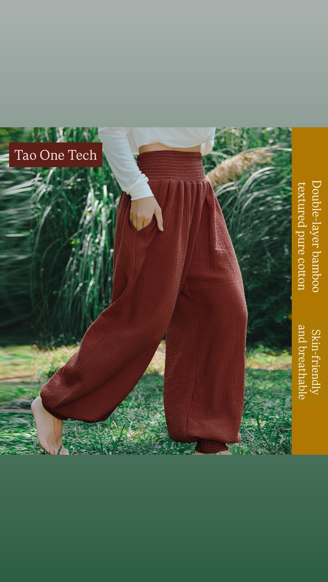 Tao One Tech™ • Cloud Ease Bamboo Lantern Yoga Pants • Tech Pockets • Double-Layer Pure Cotton • Sizes S-XL