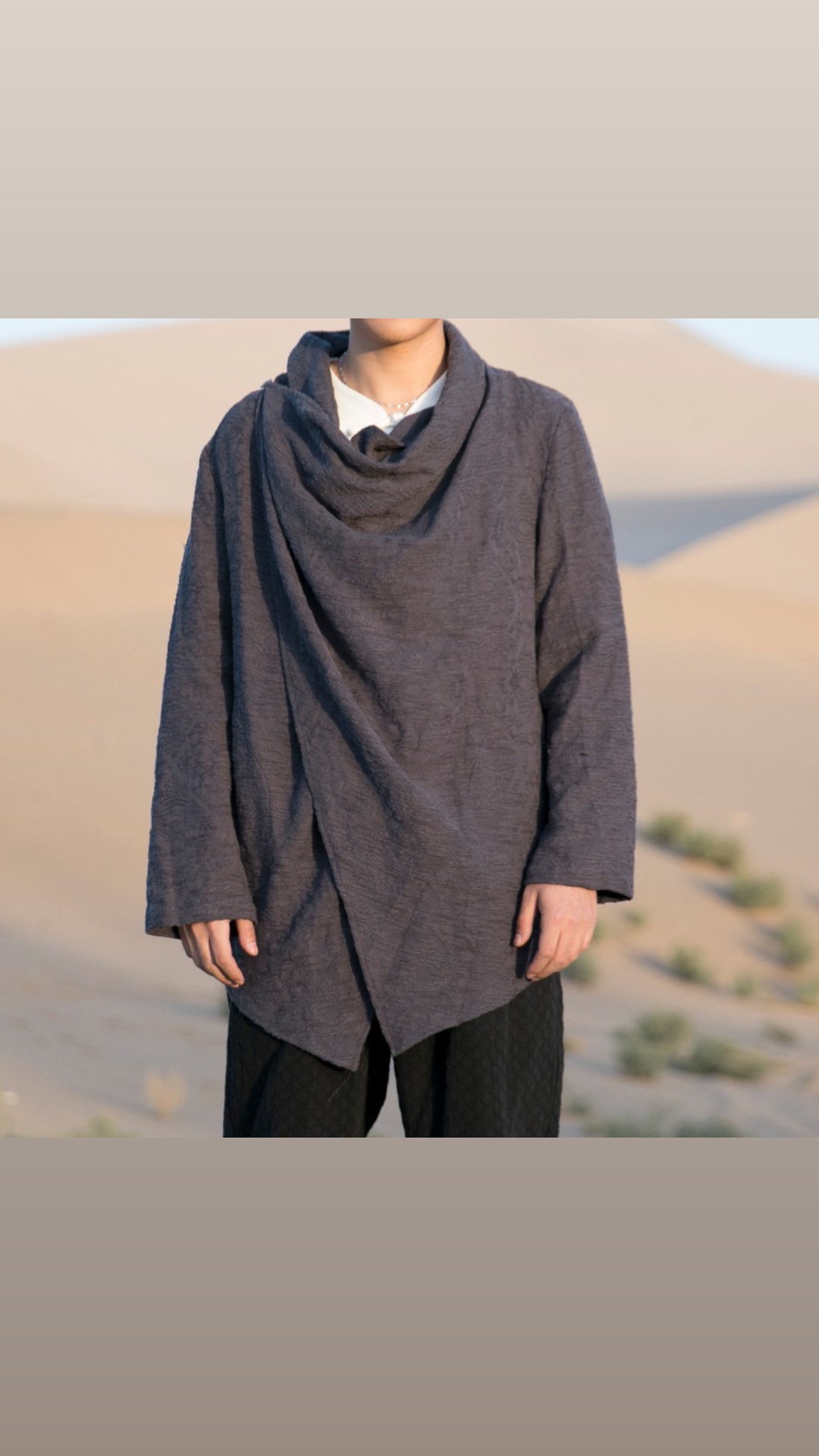 Tao One Tech™ • Yin–Yang Jacquard Coat • All-Season Cardigan Jacket • Tech Pockets • Gender Neutral • Cotton Linen