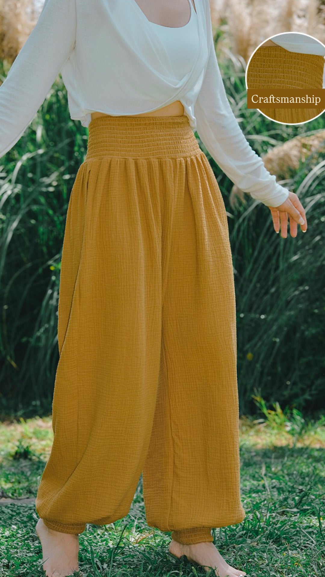 Tao One Tech™ • Cloud Ease Bamboo Lantern Yoga Pants • Tech Pockets • Double-Layer Pure Cotton • Sizes S-XL