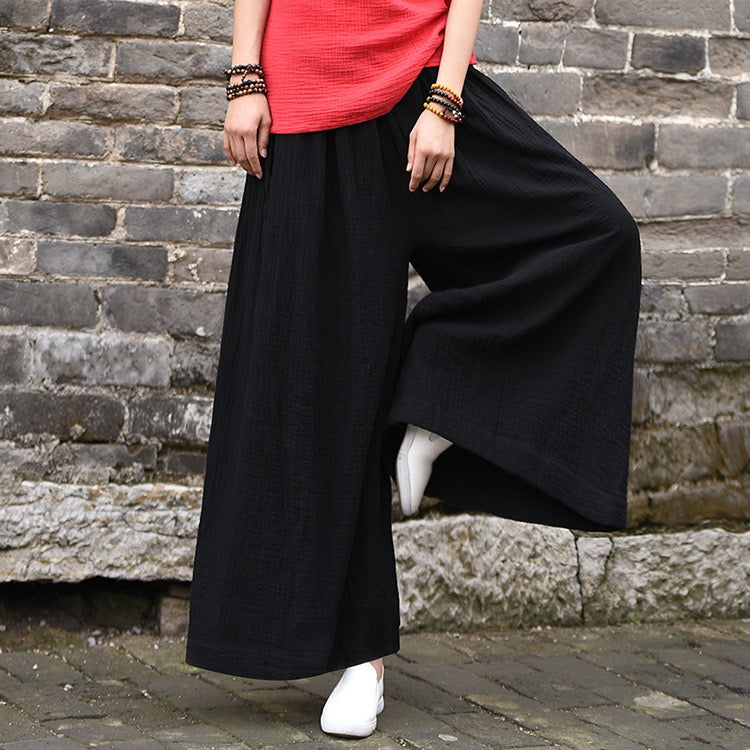 Tao One Tech™ • The Dao 道 of Zen Elegance Flow Pants • Cropped • Flowy Skirt Pants • Emperor&