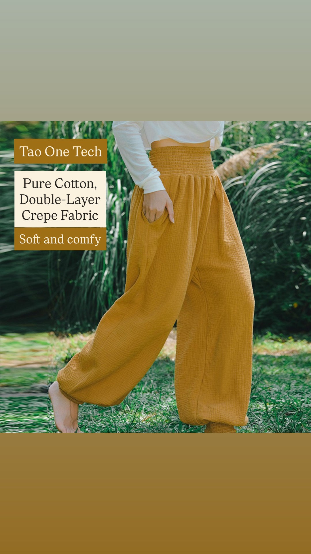 Tao One Tech™ • Cloud Ease Bamboo Lantern Yoga Pants • Tech Pockets • Double-Layer Pure Cotton • Sizes S-XL
