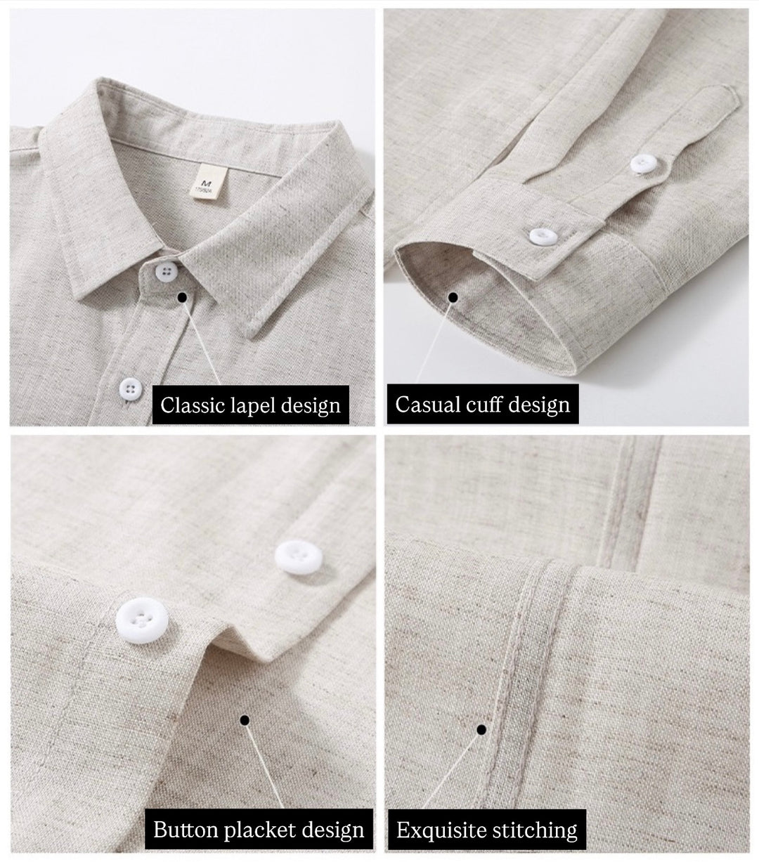 Tao One Tech™ • Yang Business Flow Long-Sleeve Dress Shirt • Sunscreen Layer • All Season Layering • Tech Pockets • Cooling • Tencel Lyocell Linen • Men’s Sizes M-3XL