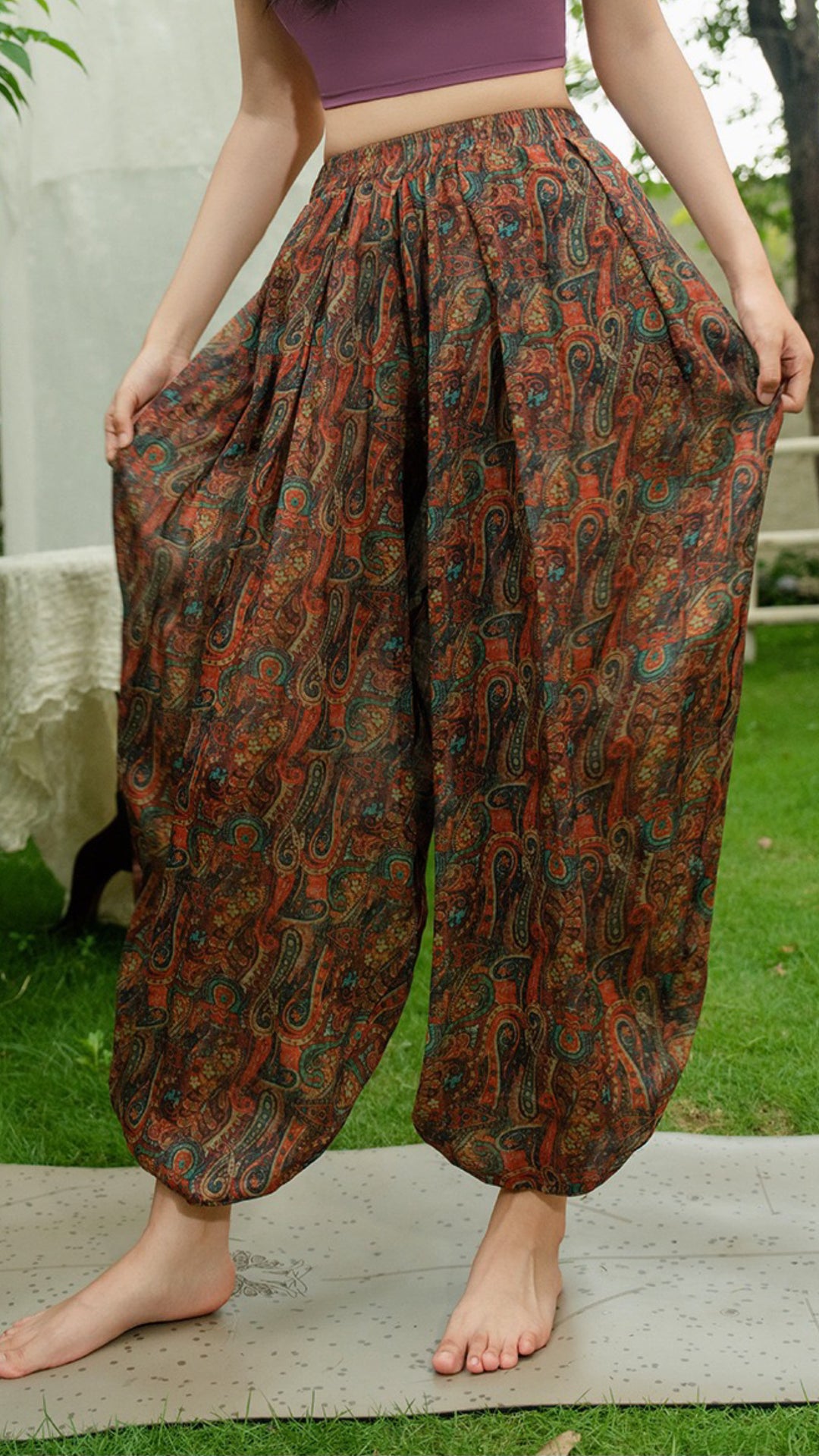 Tao One Tech™ • Free-Flow Lantern Yoga Pants • Tech Pockets • Cotton • Sizes S-XXL