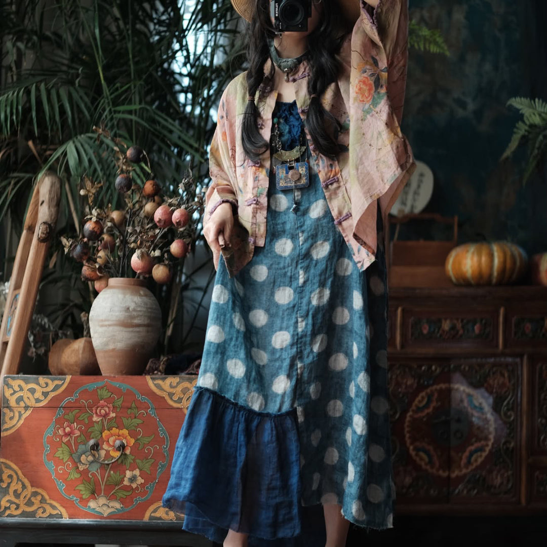 Tao One Tech™ • Zen Artistic Floral Sunscreen Shirt • Matching Dress • Ramie