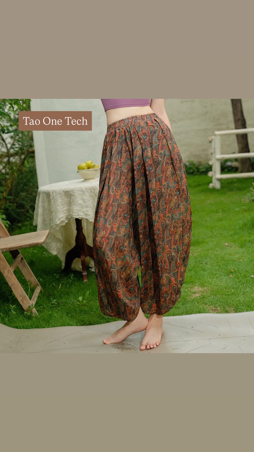 Tao One Tech™ • Free-Flow Lantern Yoga Pants • Tech Pockets • Cotton • Sizes S-XXL