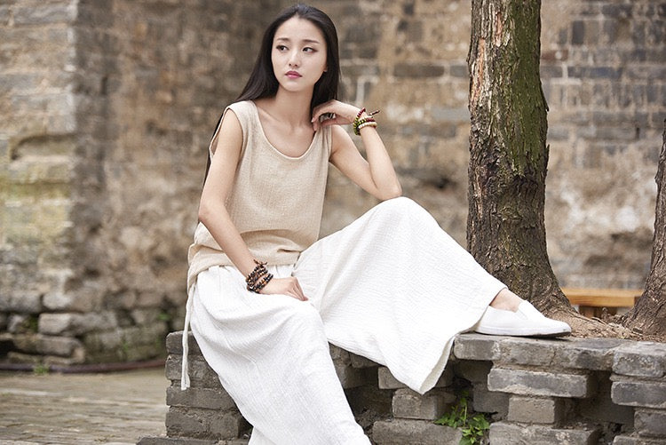 Tao One Tech™ • The Dao 道 of Zen Elegance Flow Pants • Cropped • Flowy Skirt Pants • Emperor&