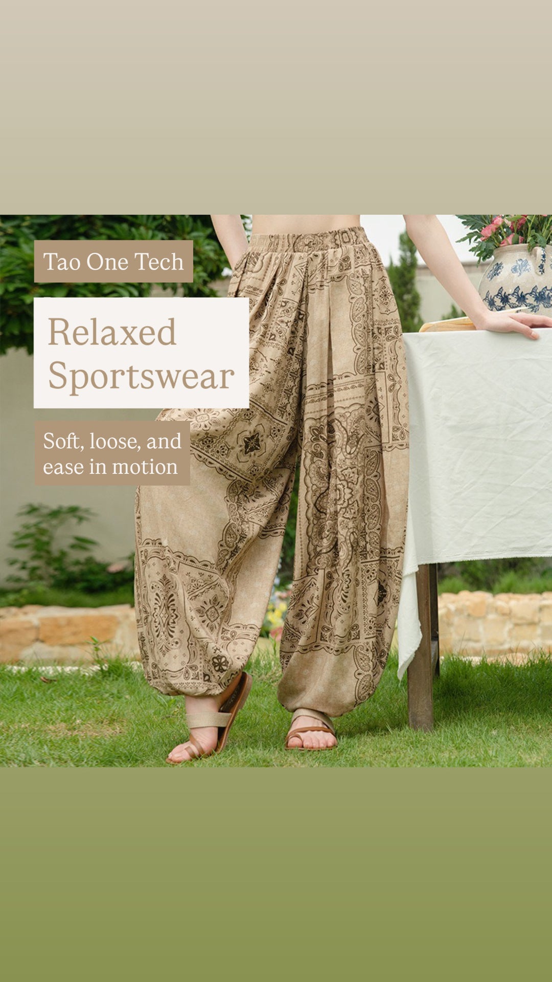 Tao One Tech™ • Free-Flow Lantern Yoga Pants • Tech Pockets • Cotton • Sizes S-XXL