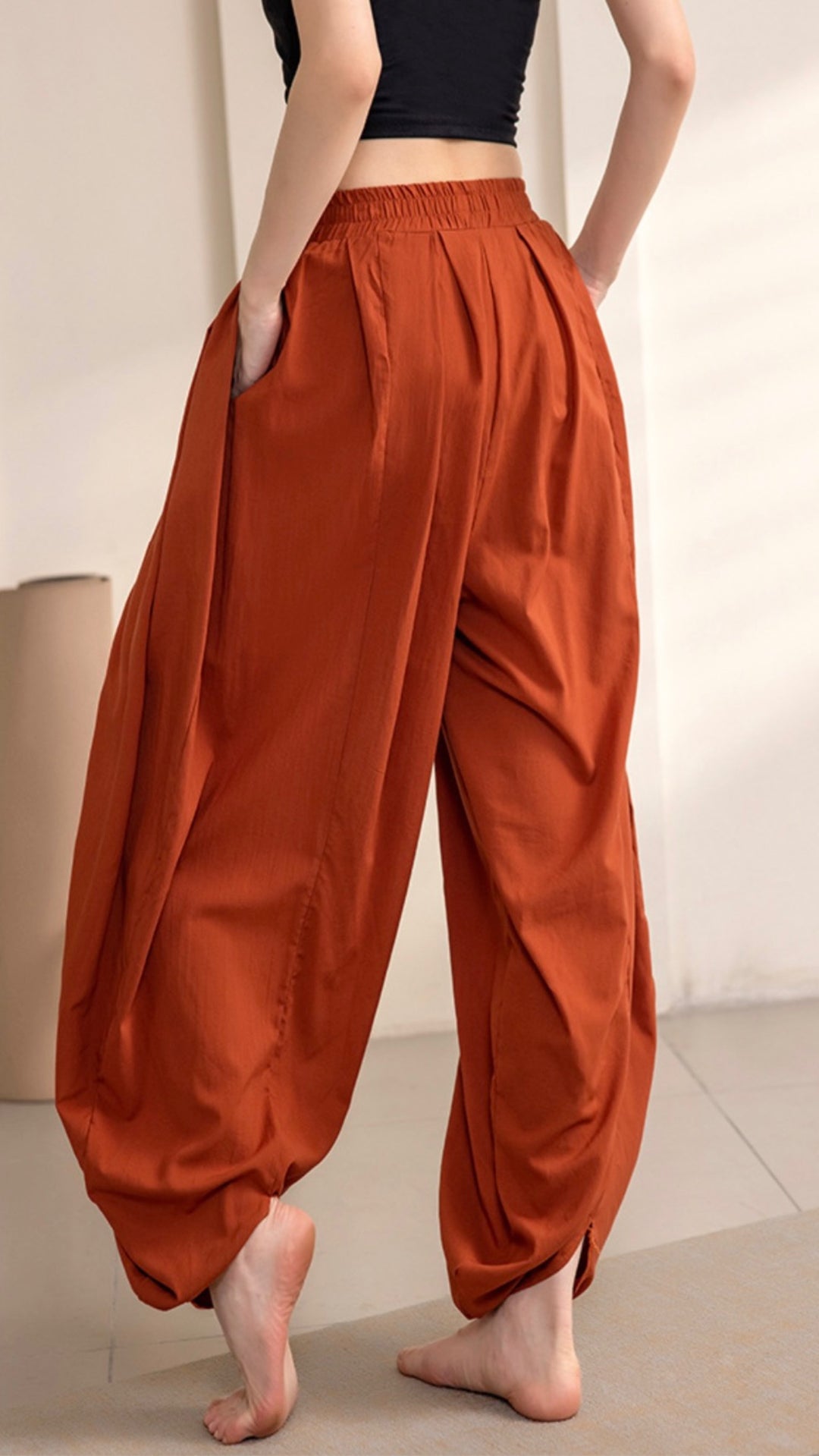 Tao One Tech™ • Free-Flow Lantern Yoga Pants • Tech Pockets • Cotton Modal • Sizes XS–XXL