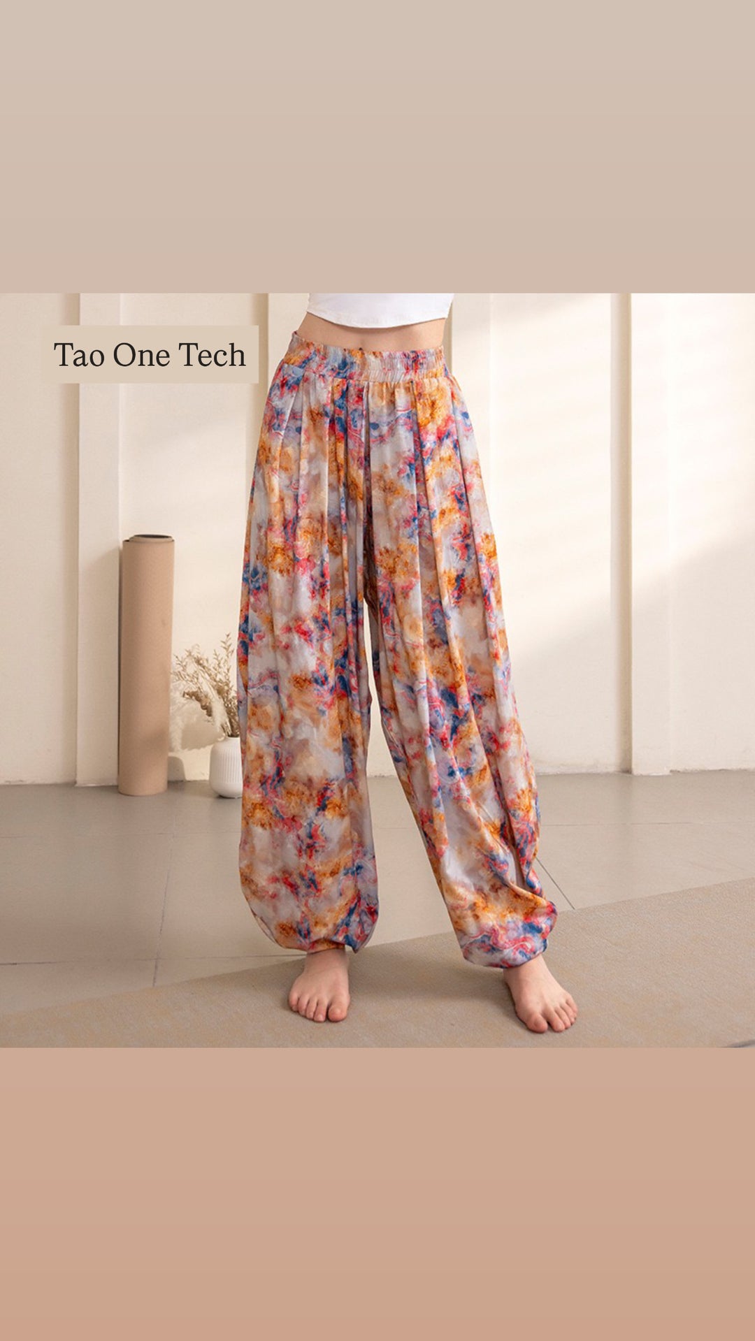Tao One Tech™ • Free-Flow Lantern Yoga Pants • Tech Pockets • Cotton Modal • Sizes XS–XXL