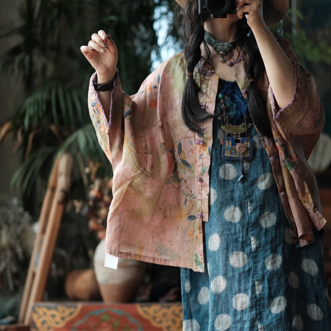 Tao One Tech™ • Zen Artistic Floral Sunscreen Shirt • Matching Dress • Ramie