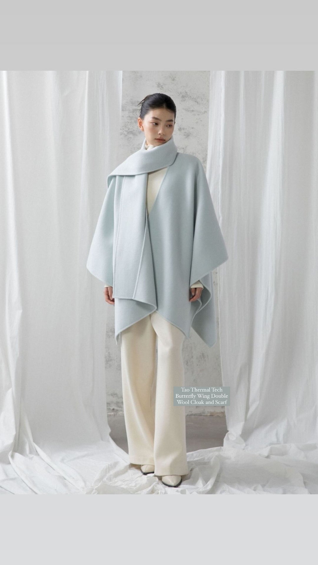 Tao Thermal Tech™ • Butterfly Wing Double Wool Cloak • Coat with Removable Scarf • 100% Australian Wool • High Vibrational Frequency