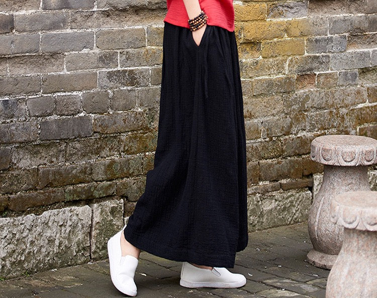 Tao One Tech™ • The Dao 道 of Zen Elegance Flow Pants • Cropped • Flowy Skirt Pants • Emperor&