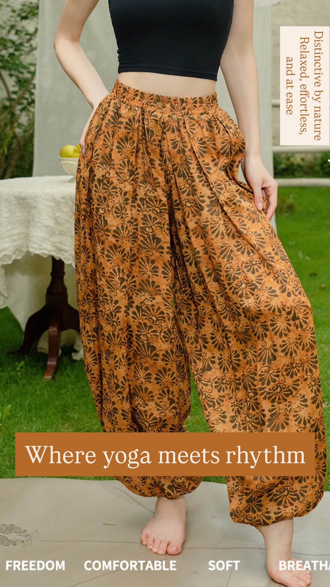 Tao One Tech™ • Free-Flow Lantern Yoga Pants • Tech Pockets • Cotton • Sizes S-XXL