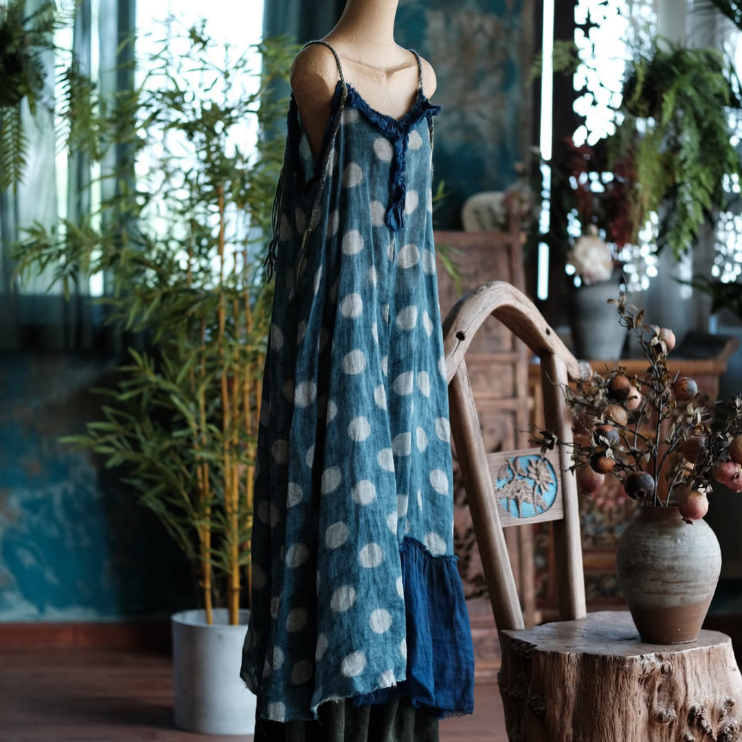 Tao One Tech™ • Zen Artistic Autumn Waves Dress • Matching Floral Kimono • Cotton Linen
