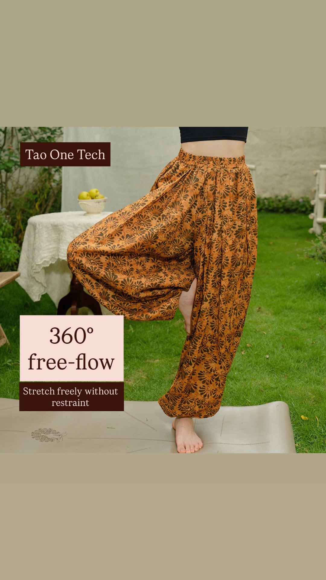 Tao One Tech™ • Free-Flow Lantern Yoga Pants • Tech Pockets • Cotton • Sizes S-XXL