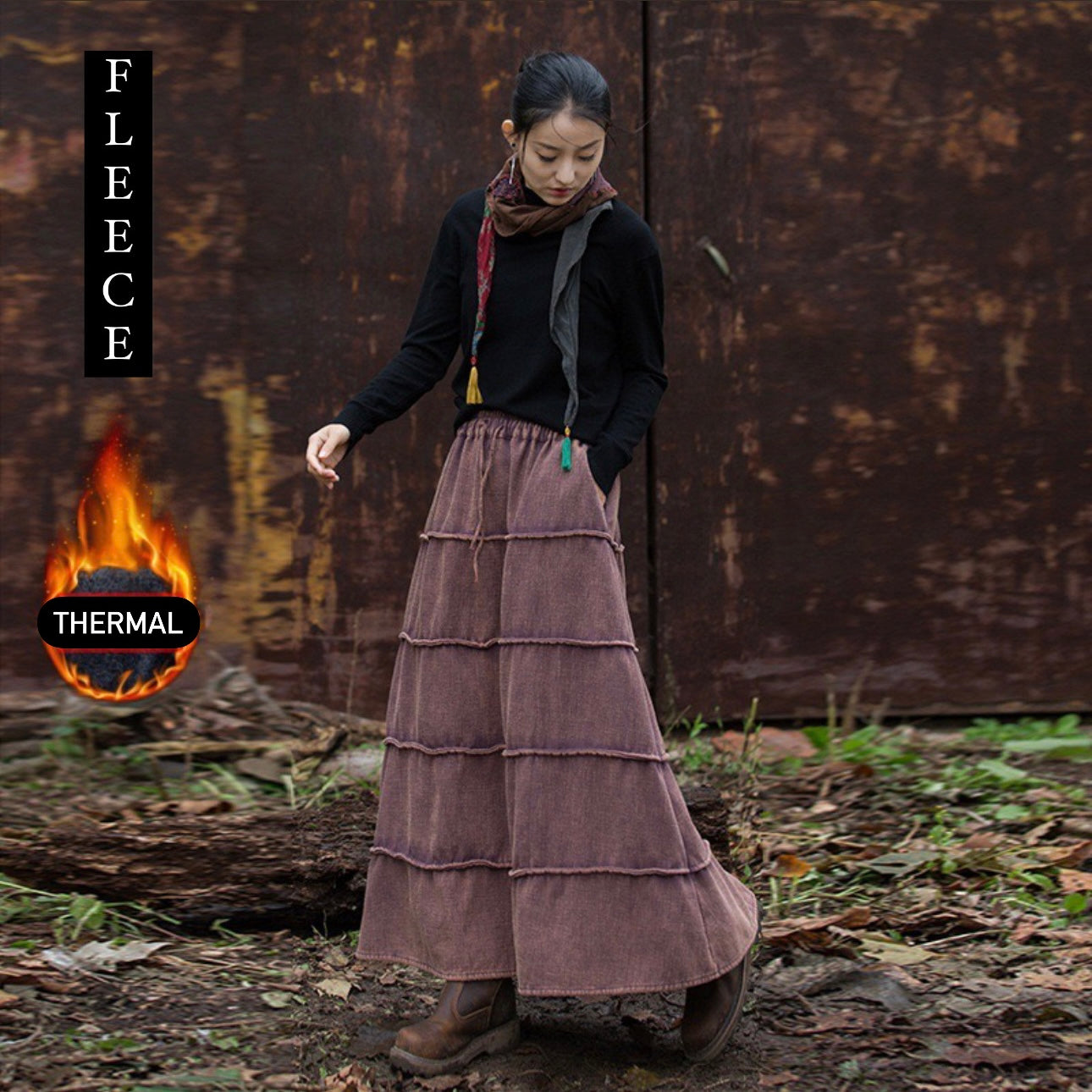 Tao Double Tech™ • Zen A-Line Lotus Skirt • Long Cozy Coverage