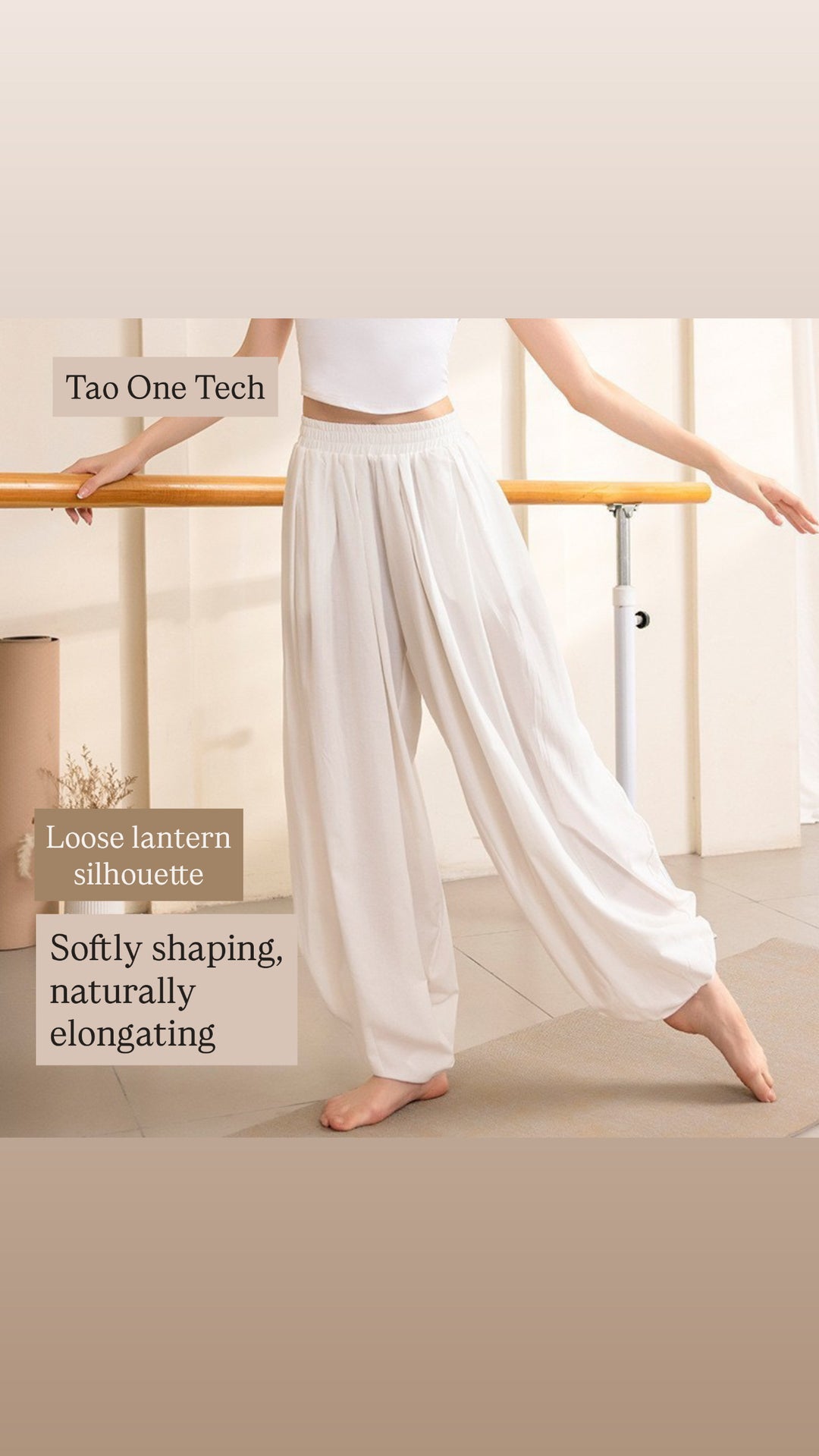 Tao One Tech™ • Free-Flow Lantern Yoga Pants • Tech Pockets • Cotton Modal • Sizes XS–XXL