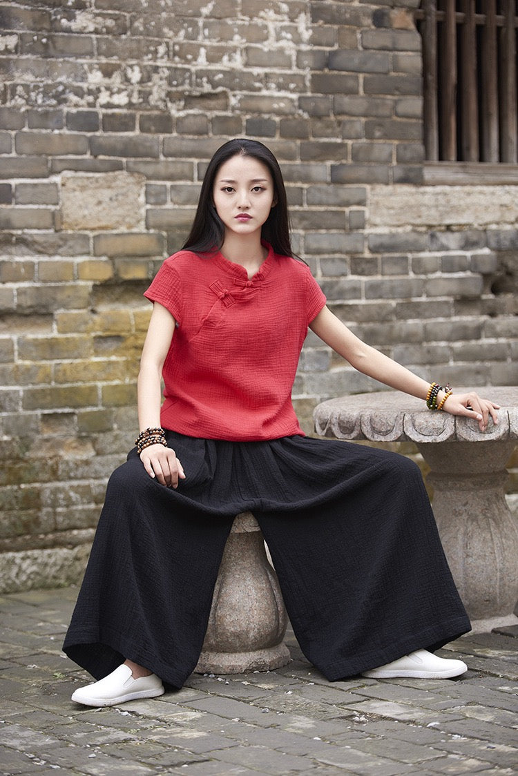 Tao One Tech™ • The Dao 道 of Zen Elegance Flow Pants • Cropped • Flowy Skirt Pants • Emperor&