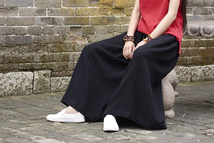 Tao One Tech™ • The Dao 道 of Zen Elegance Flow Pants • Cropped • Flowy Skirt Pants • Emperor&