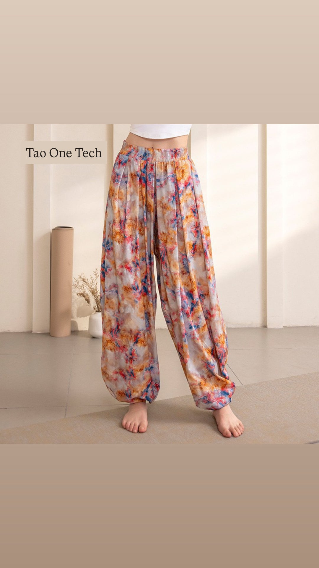 Tao One Tech™ • Free-Flow Lantern Yoga Pants • Tech Pockets • Cotton Modal • Sizes XS–XXL