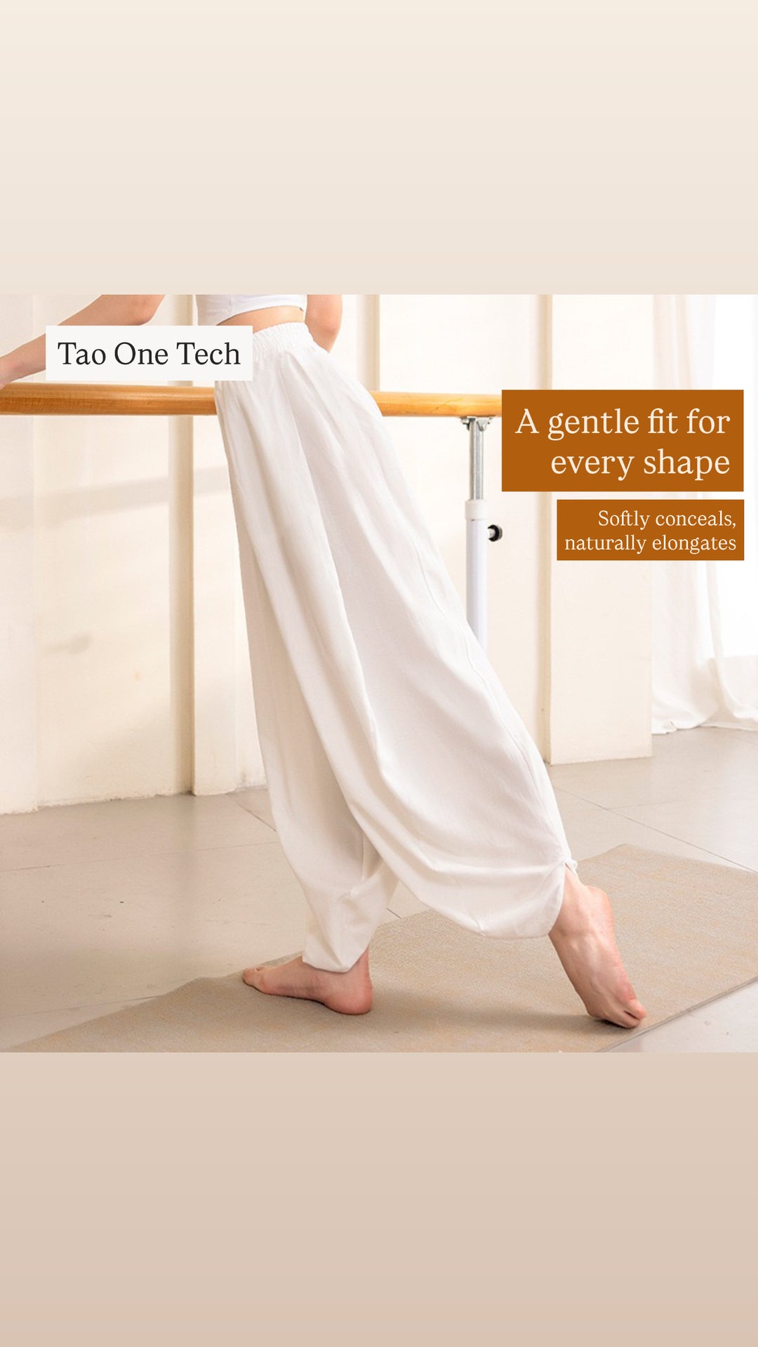 Tao One Tech™ • Free-Flow Lantern Yoga Pants • Tech Pockets • Cotton Modal • Sizes XS–XXL