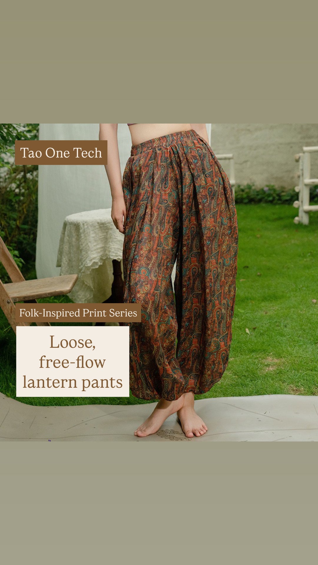Tao One Tech™ • Free-Flow Lantern Yoga Pants • Tech Pockets • Cotton • Sizes S-XXL