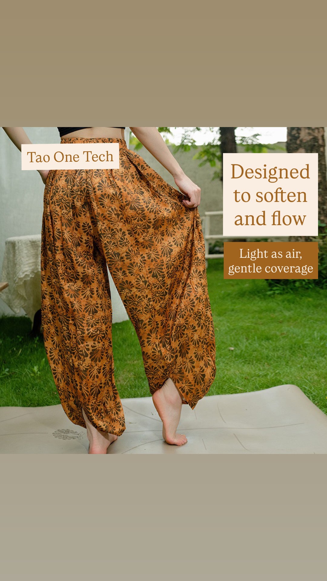 Tao One Tech™ • Free-Flow Lantern Yoga Pants • Tech Pockets • Cotton • Sizes S-XXL