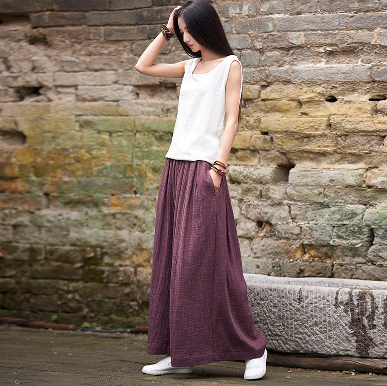 Tao One Tech™ • The Dao 道 of Zen Elegance Flow Pants • Cropped • Flowy Skirt Pants • Emperor&
