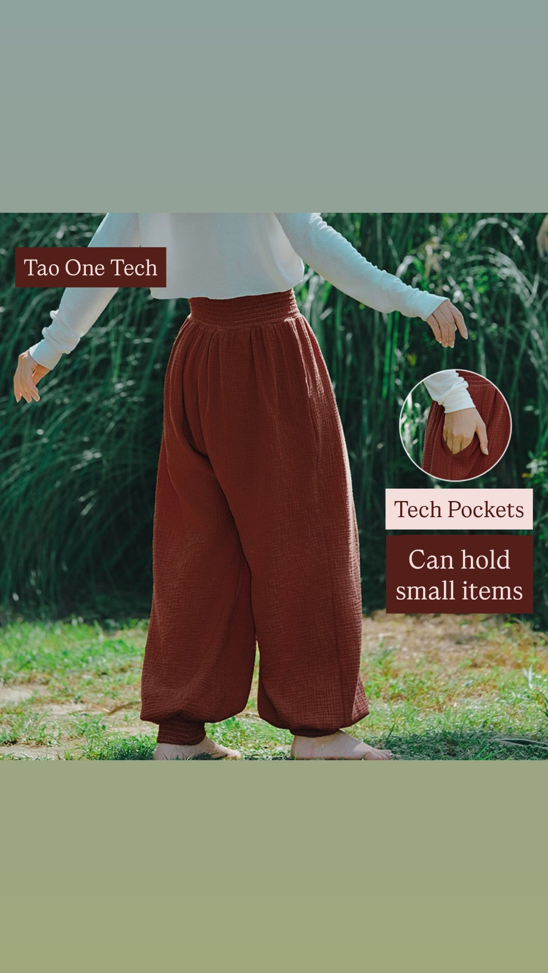 Tao One Tech™ • Cloud Ease Bamboo Lantern Yoga Pants • Tech Pockets • Double-Layer Pure Cotton • Sizes S-XL
