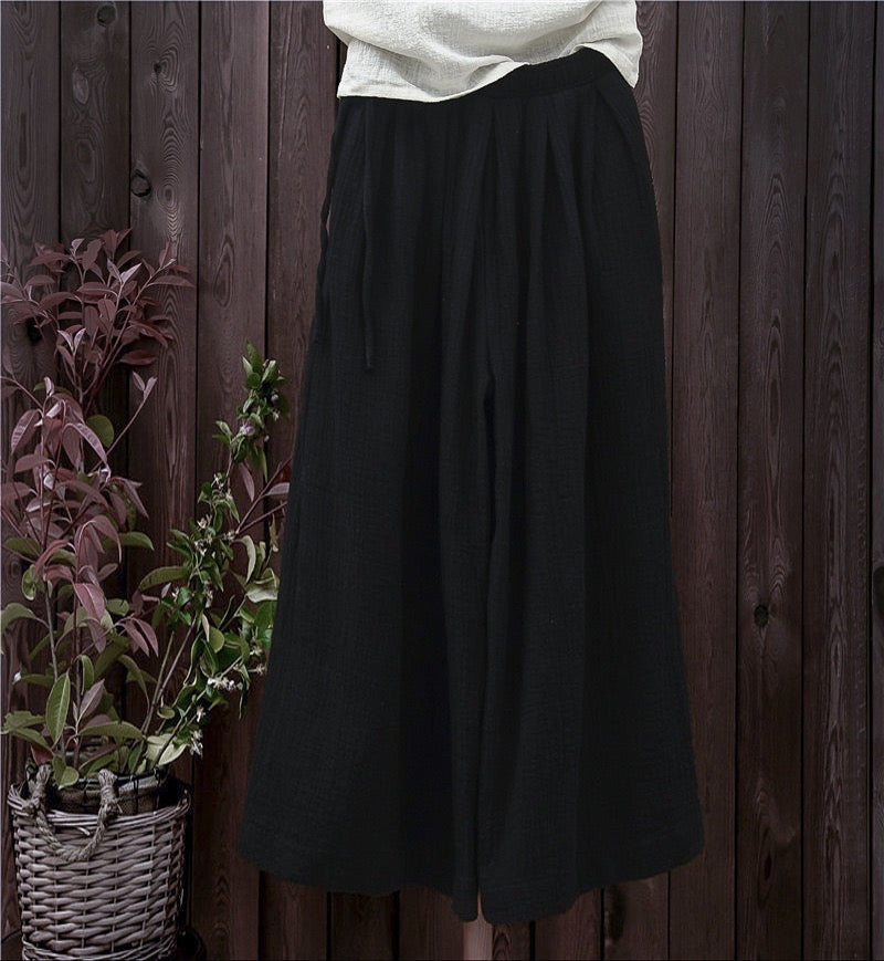Tao One Tech™ • The Dao 道 of Zen Elegance Flow Pants • Cropped • Flowy Skirt Pants • Emperor&