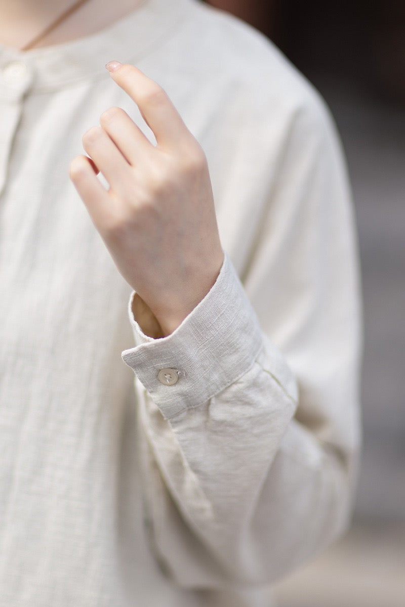 Tao One Tech™ • Business Qigong Cardigan Shirt Jacket • Minimal Style • Butterfly Bat Sleeves • Ramie Cotton