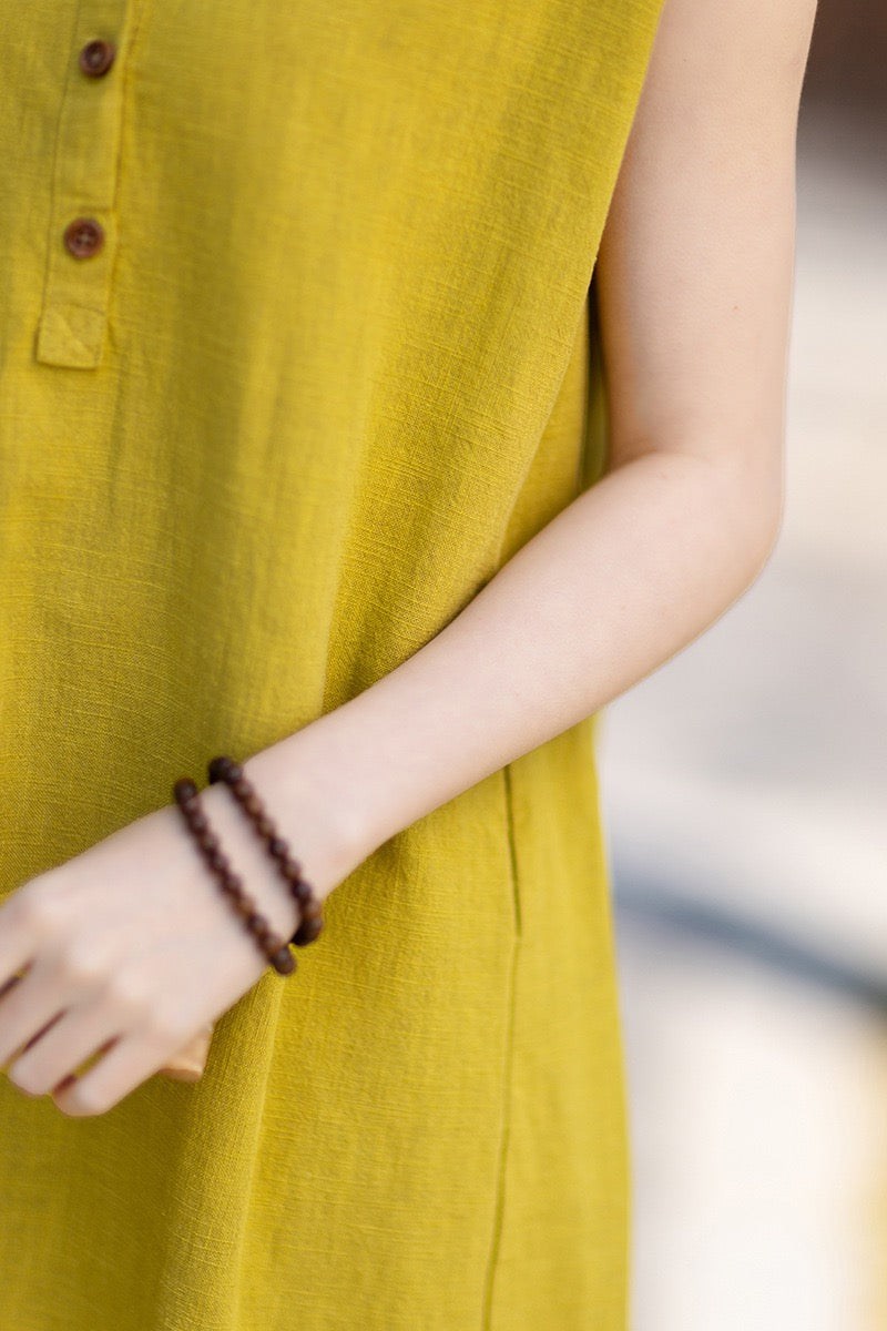 Tao One Tech™ • Business Qigong Cheongsam Dress • Minimal Style • Chinoiserie • Zen Midi Dress • Tech Pockets • Ramie Cotton