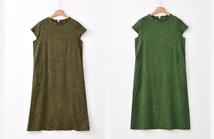 Tao One Tech™ • Watercolour Floral Cheongsam Dress • Business Qigong • Long Dress • Chinoiserie • Tech Pockets • Premium Pure Linen • Sizes M-XXL