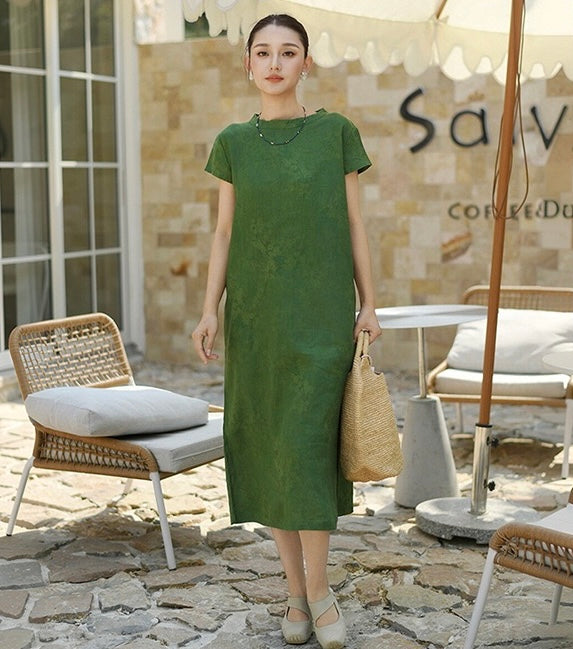 Tao One Tech™ • Watercolour Floral Cheongsam Dress • Business Qigong • Long Dress • Chinoiserie • Tech Pockets • Premium Pure Linen • Sizes M-XXL