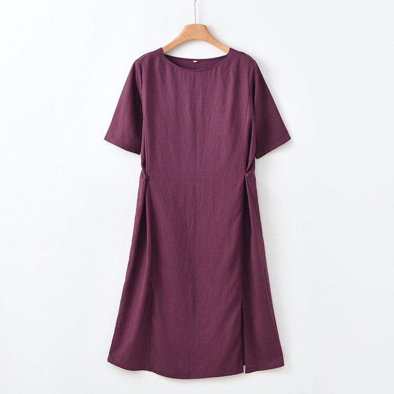 Tao One Tech™ • Lotus Flow Cheongsam Dress • Business Qigong • Long Dress • Chinoiserie • Premium Tencel Lyocell Linen • Sizes M-XXL