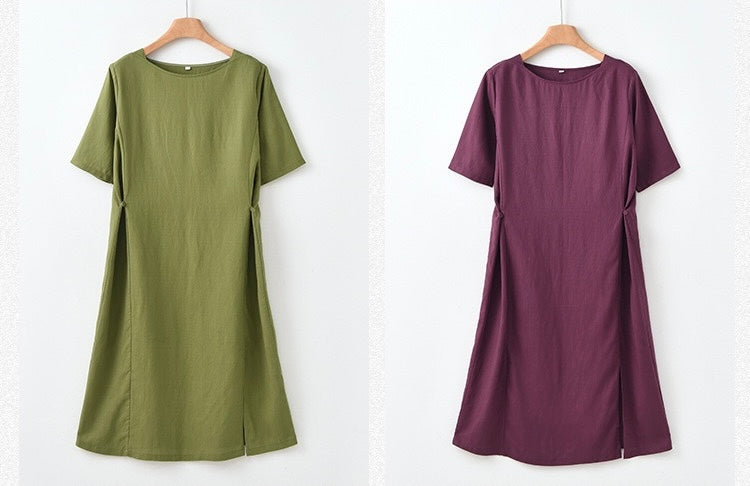 Tao One Tech™ • Lotus Flow Cheongsam Dress • Business Qigong • Long Dress • Chinoiserie • Premium Tencel Lyocell Linen • Sizes M-XXL