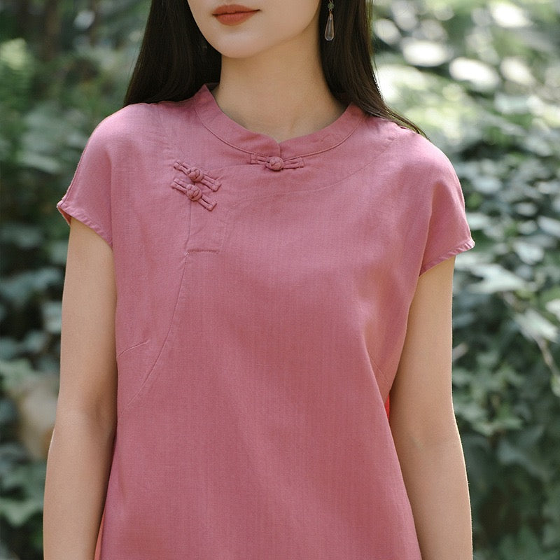 Tao One Tech™ • Classical Cheongsam Dress • Business Qigong • Long Dress • Chinoiserie • Tech Pockets • Premium Tencel Lyocell Linen • Sizes M-XXL
