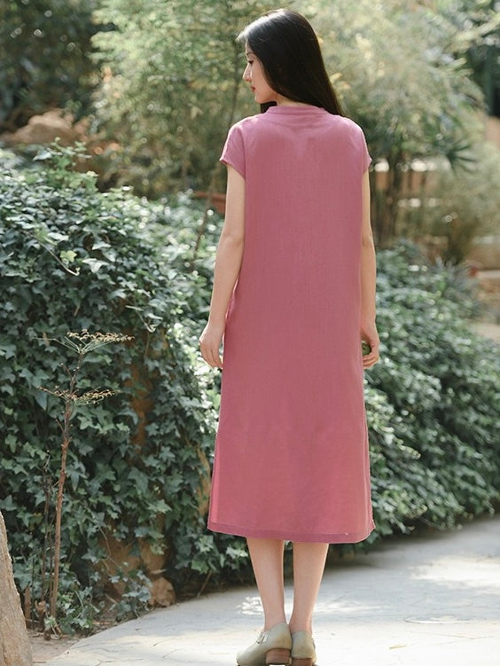 Tao One Tech™ • Classical Cheongsam Dress • Business Qigong • Long Dress • Chinoiserie • Tech Pockets • Premium Tencel Lyocell Linen • Sizes M-XXL